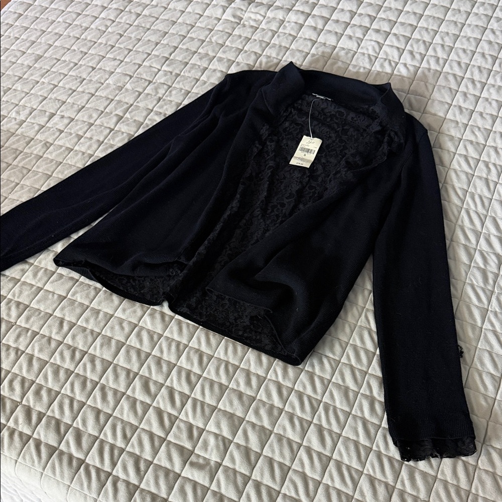 J. Jill Black Lace-Trimmed Blazer